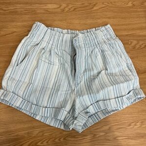 Light Blue Striped Women's Shorts